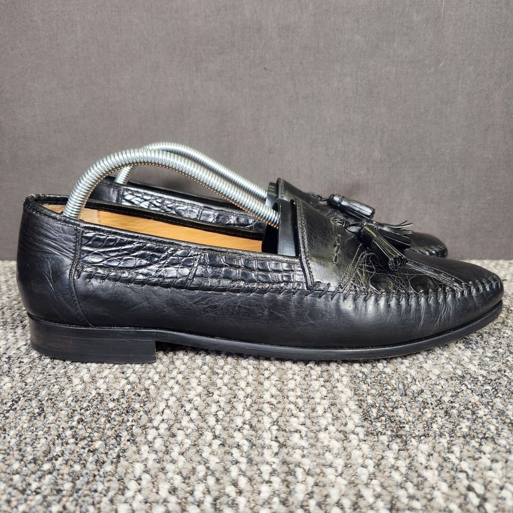 Sandro Moscoloni Tassel Loafers Men Sz 10.5 AA Narrow Genuine Crocodile Leather